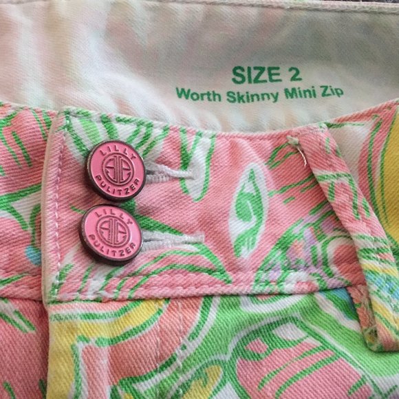 Lilly Pulitzer Pink Green White Worth Skinny Jeans - Picture 5 of 7